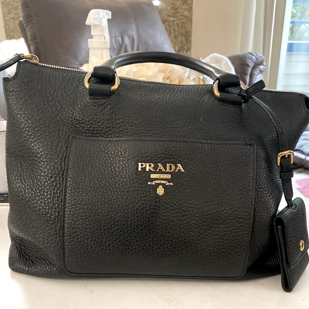 Prada Black Leather Satchel Purse
